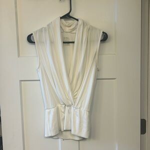 OGL White Sleeveless Wrap Peplum Blouse